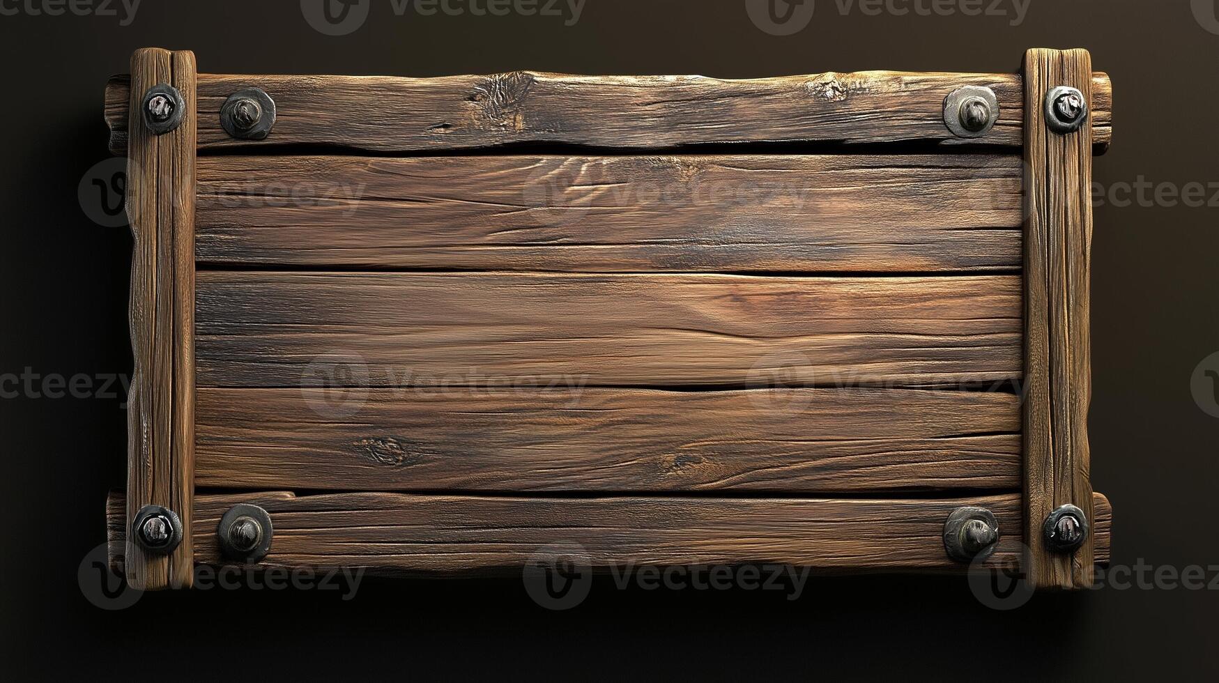 Blank wooden trunk board mockup massage information on black background photo