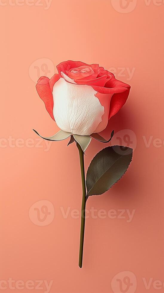 Rose white beauty blooming single flower with story portrait background photo