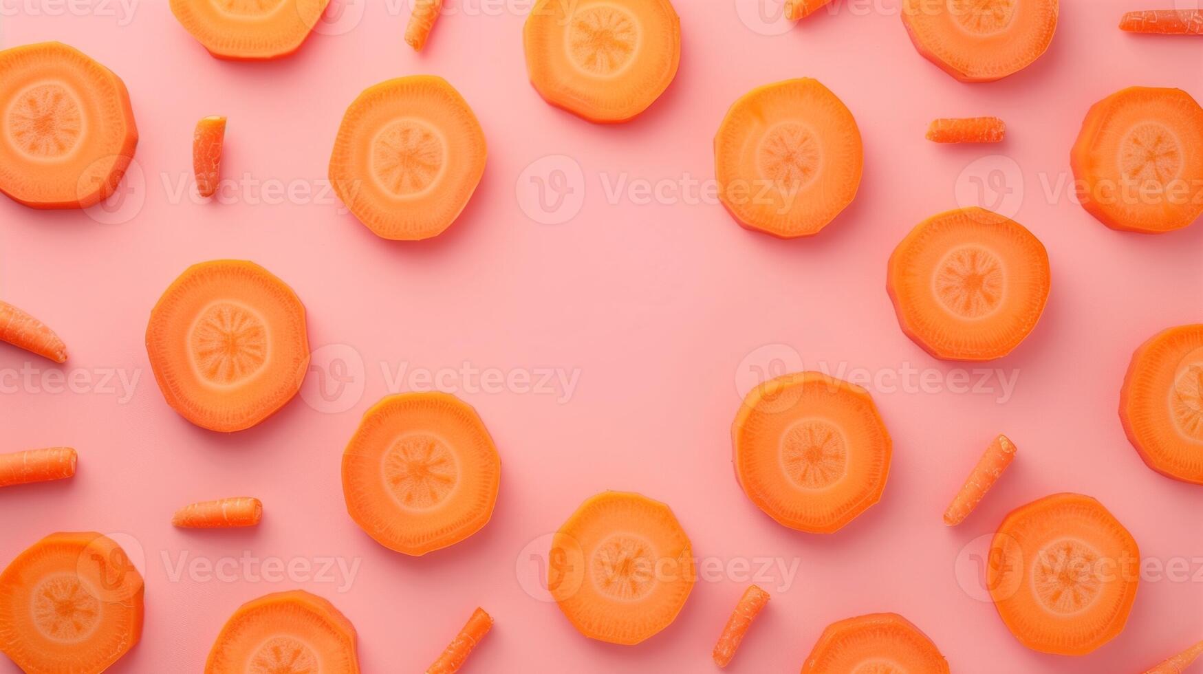 Circular arrangement of Carrot slice organic vegetable copy space solid background photo