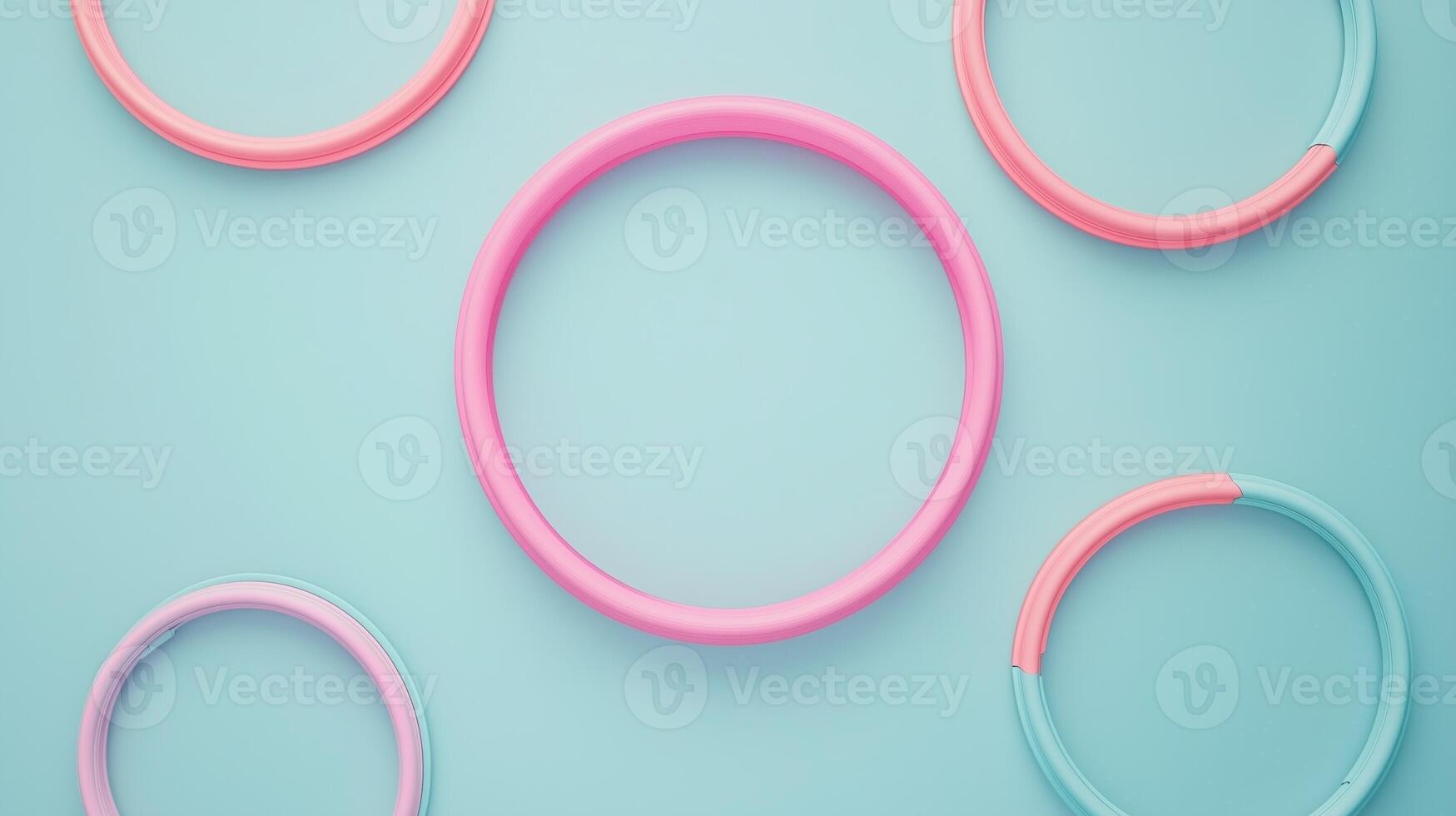 Hoops ring plastic pastel color for playing sport activity solid blue background photo