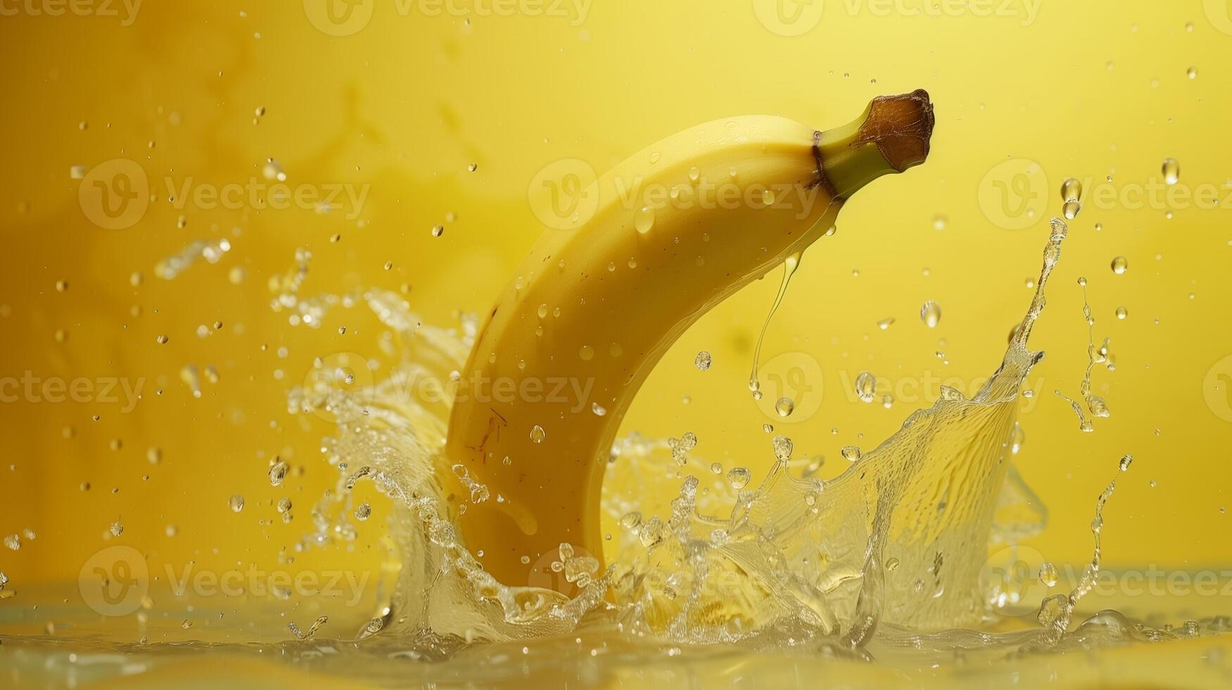 Banana fruit in water with bubble, organic botanical gardening real food green background photo