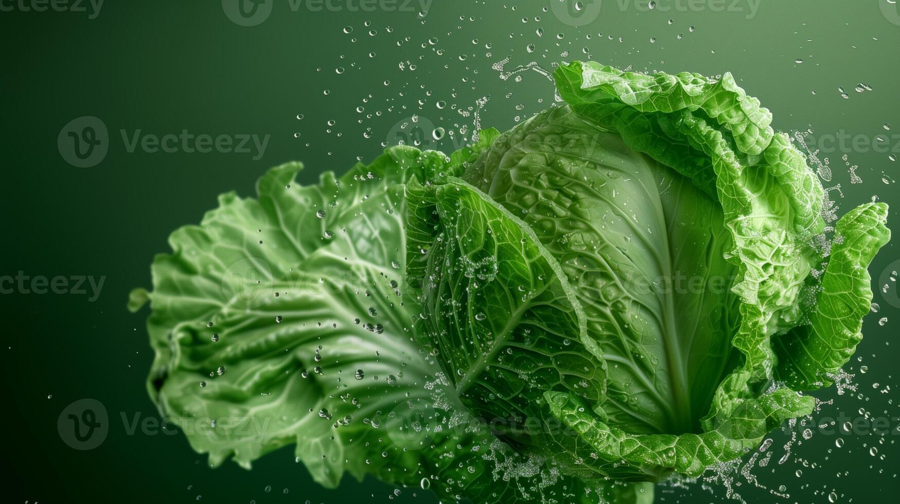 Cabbage vegetable flying in water with bubble natural organic gardening photo