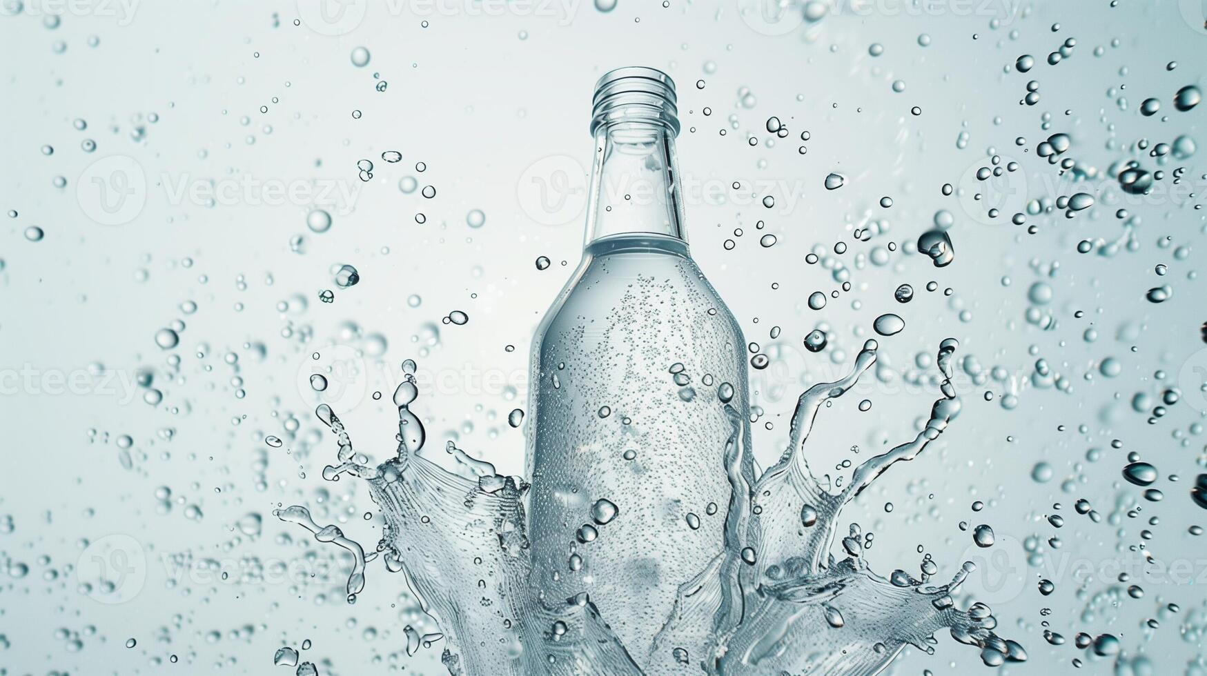 Bootle drink tin blank container in water with splashing bubble for mockup promotion product photo