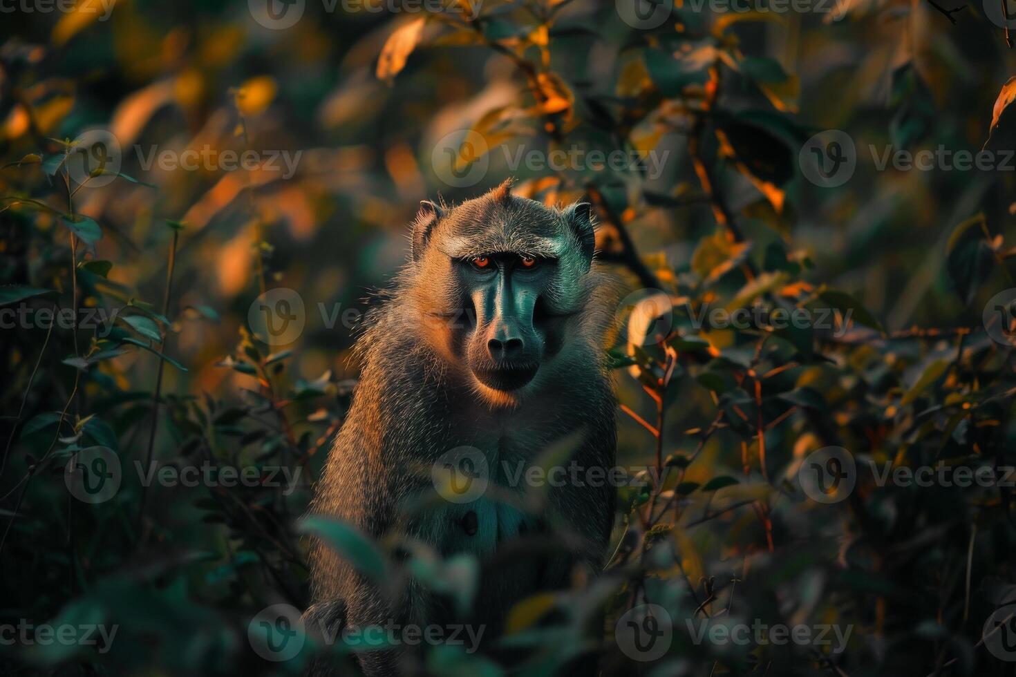 A baboon in the bush photo
