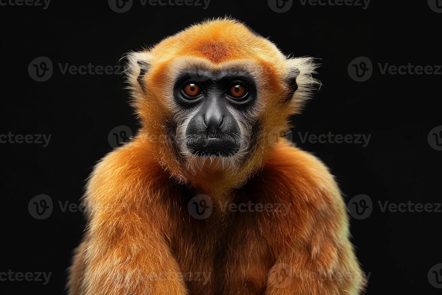 A monkey with big eyes on a black background photo