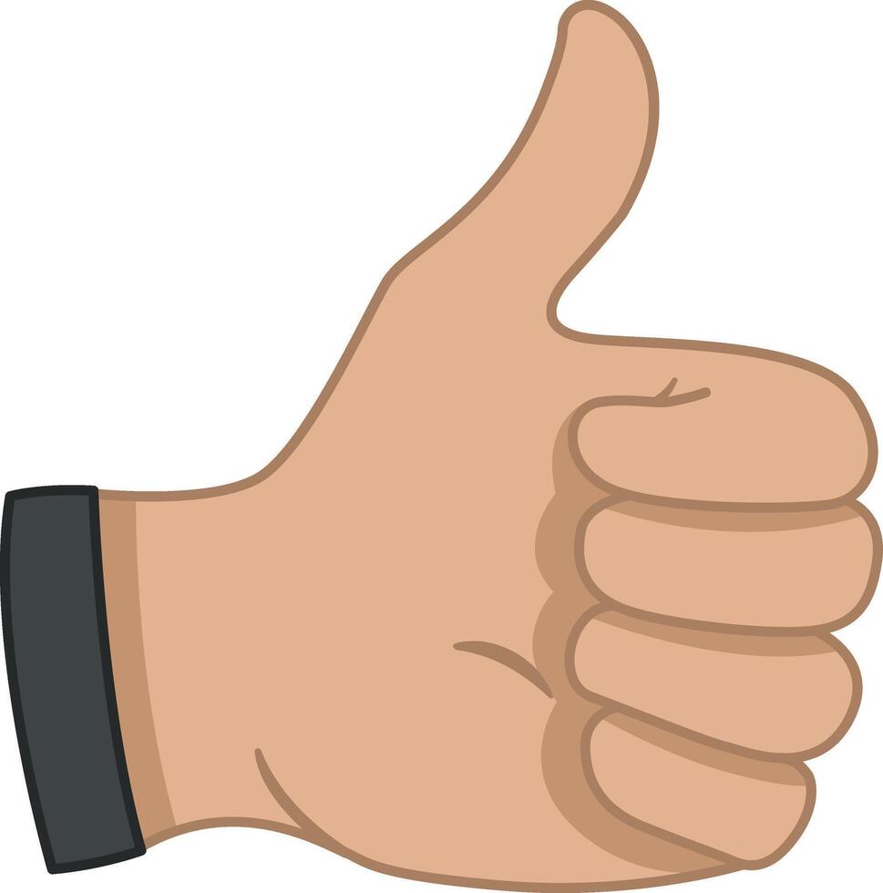 Cartoon Thumb Up. A Positive Gesture of Approval, Support, Likes, and a Job Well Done. Hand Gesture. illustration. vector