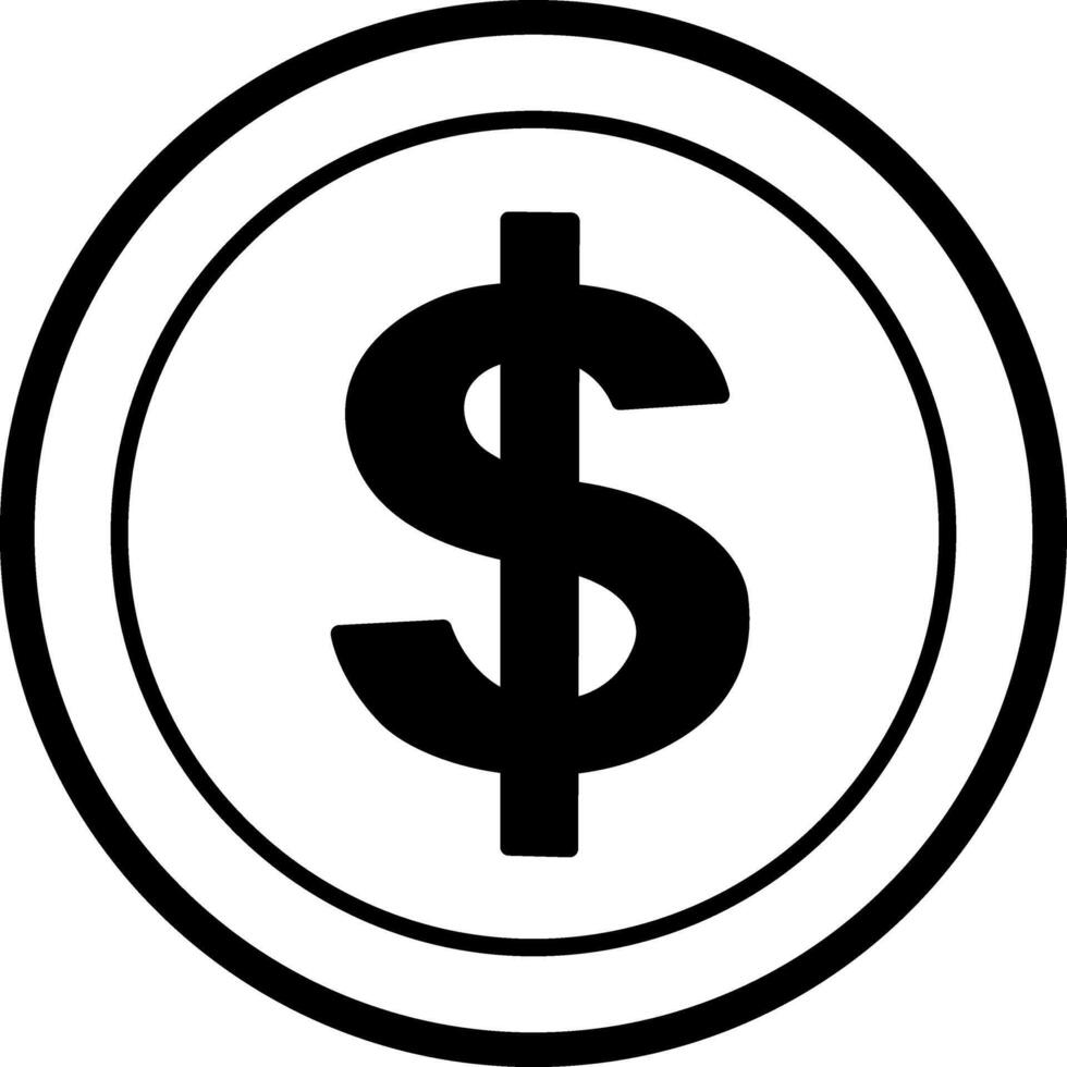 Coin With Dollar Sign for Coloring Page. Money symbol. Currency. Business and Finance Concept. Earnings and Income. vector