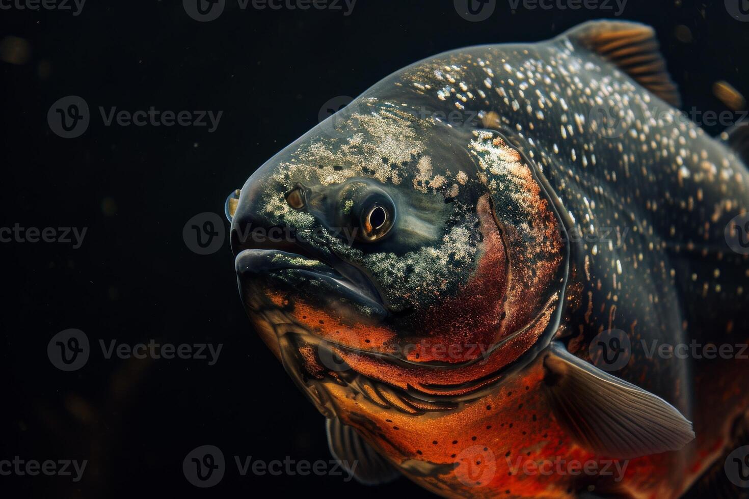 A large fish with black spots on its body photo
