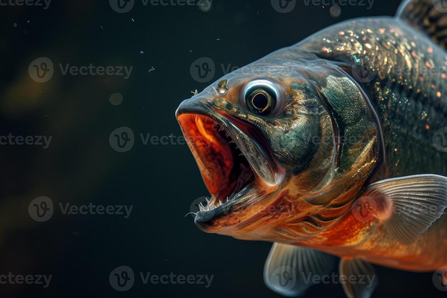 A large fish with its mouth open and its mouth open photo