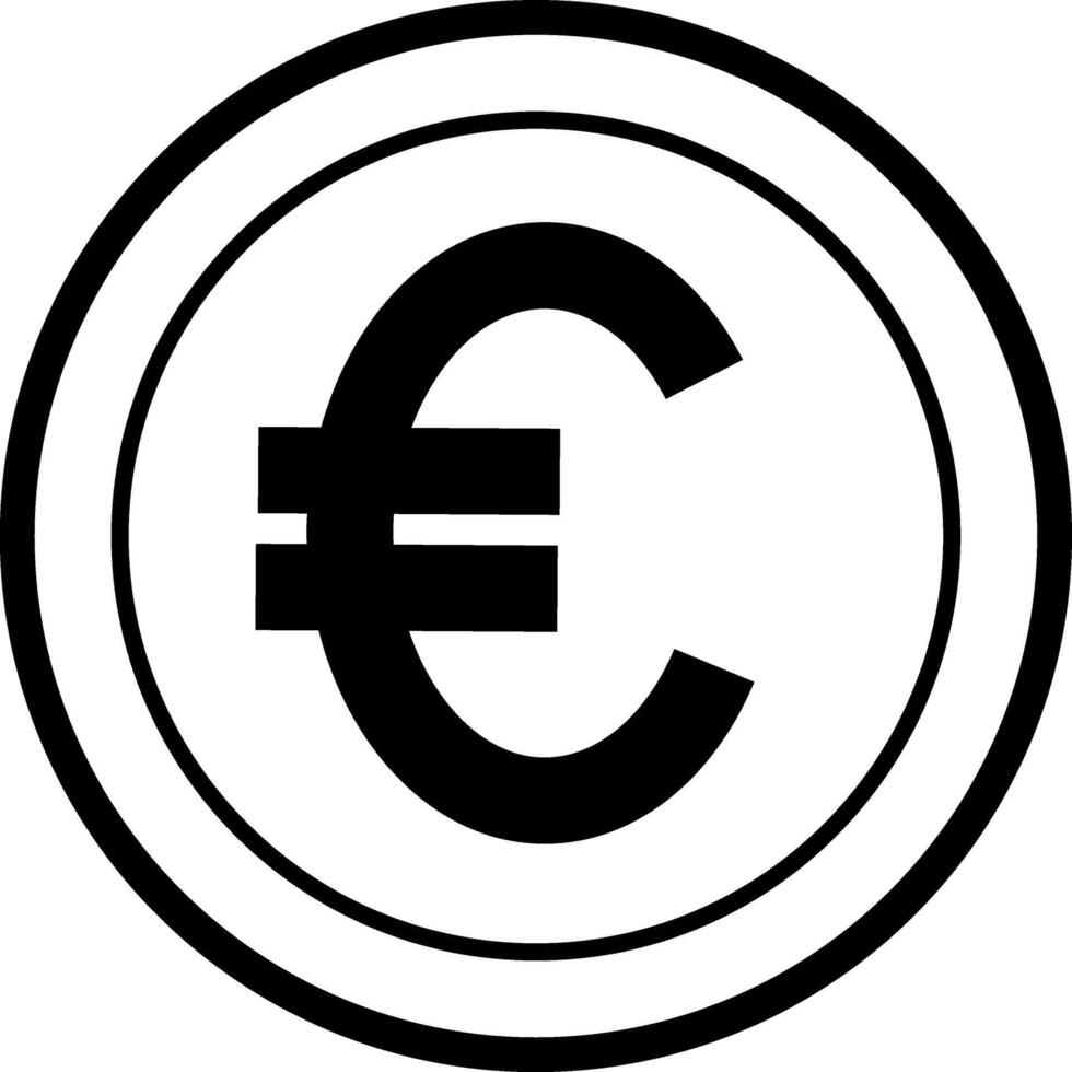 Coin With Euro Sign for Coloring Page. Money symbol. Currency. Business and Finance Concept. Earnings and Income. vector