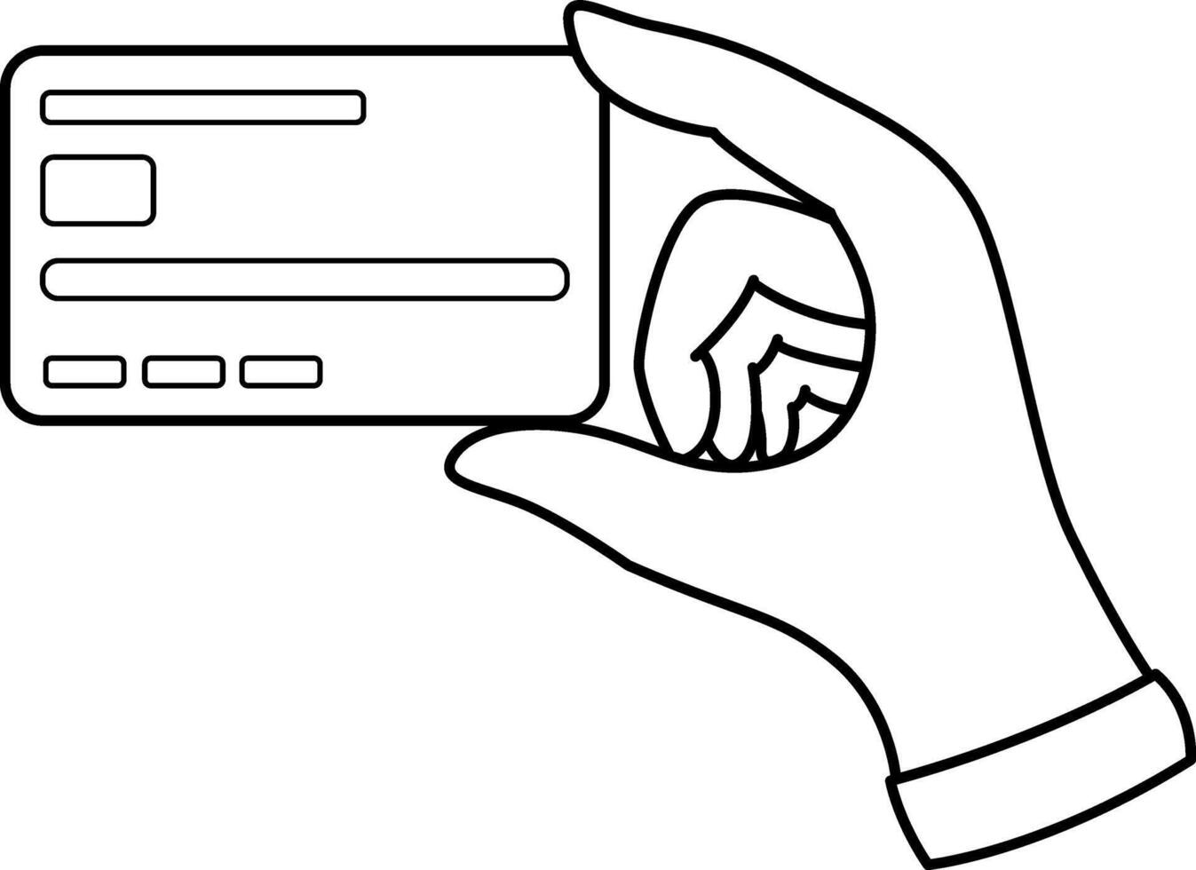Hand Holding Bank Card for Coloring. Payment by Credit Card. Financial savings. Business and Finance Concept. illustration vector