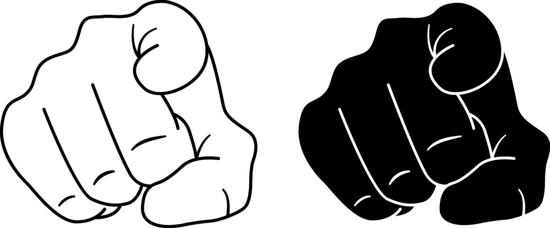 Icons of a Hand Pointing a Finger at You. Black and White Hand Gesture Pointing Finger. illustration. vector