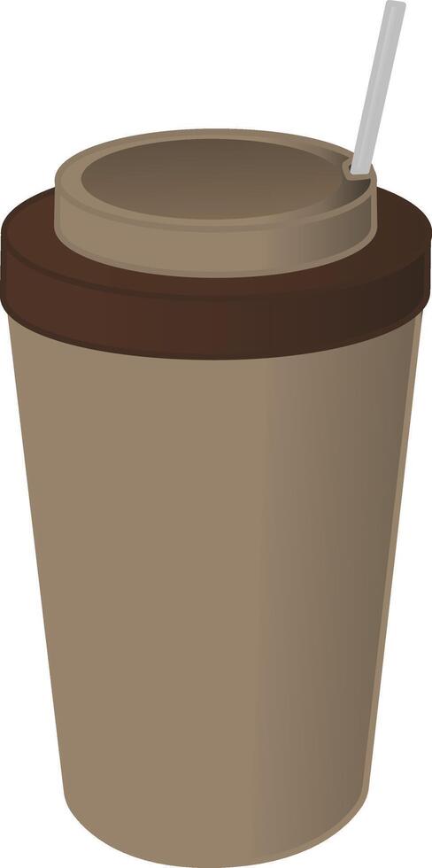 Paper Coffee Cup Mockup with Straw. Illustration of Disposable Coffee Cup vector
