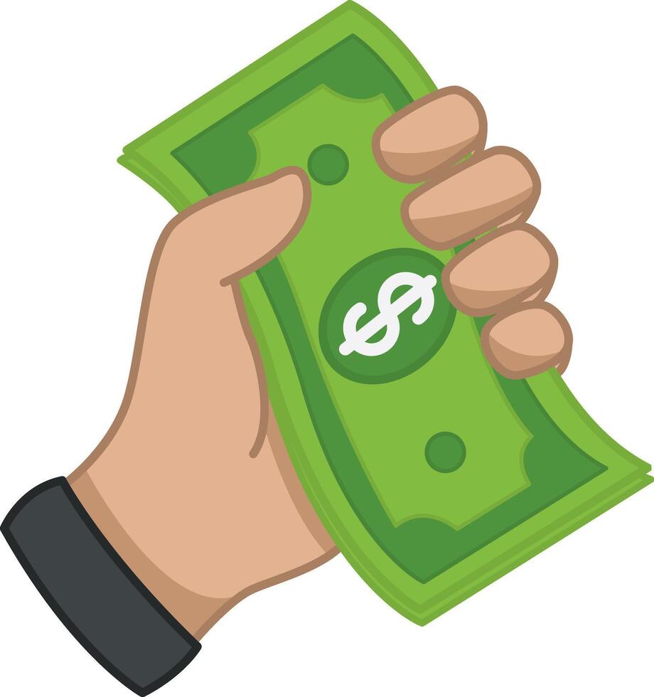 Hand Holds Dollars. Business Commerce and Money Investments. Concept of Financial Transaction. Payment and Refund. vector