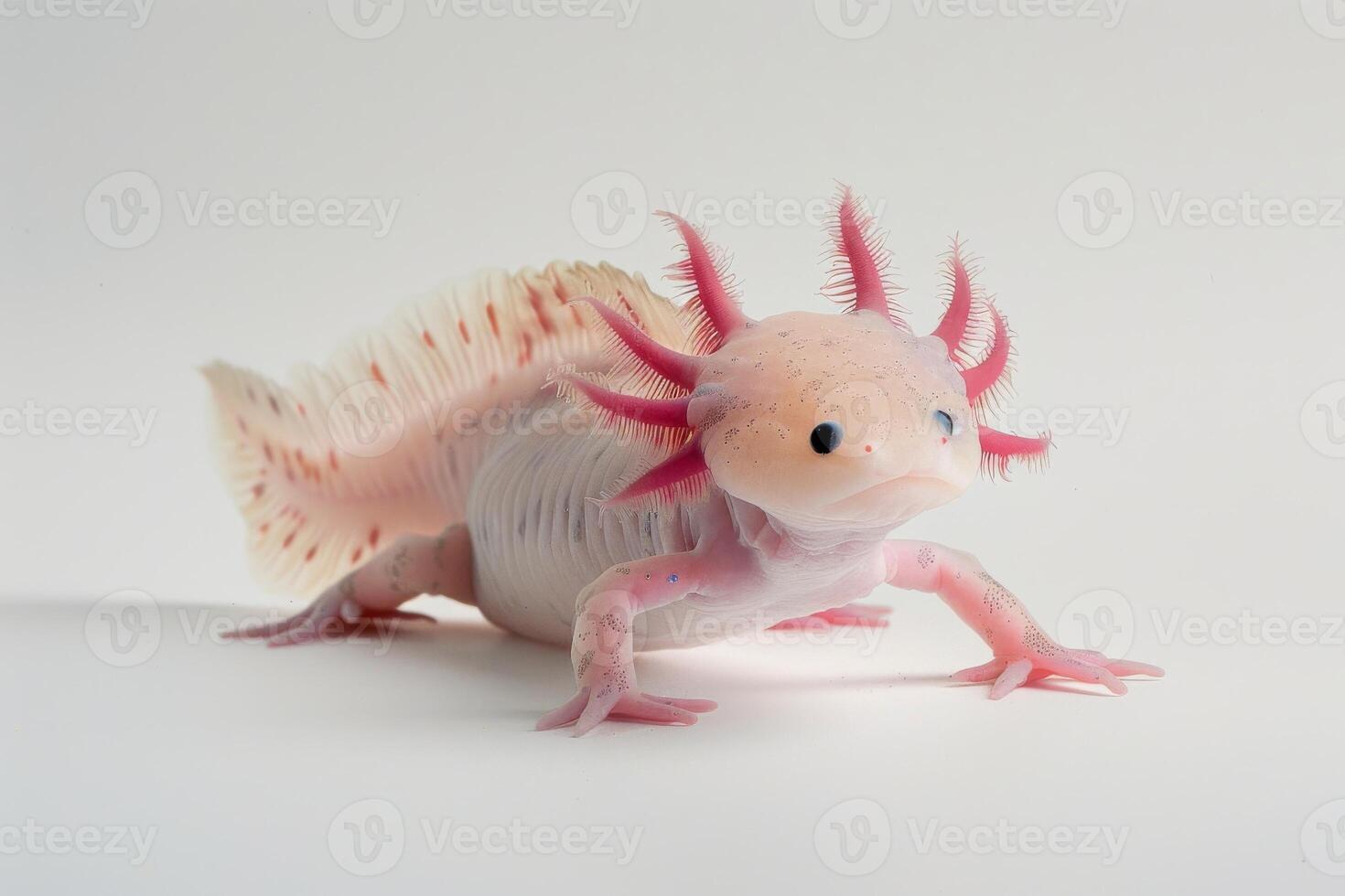 A small axolotl with pink hair and a pink tail photo