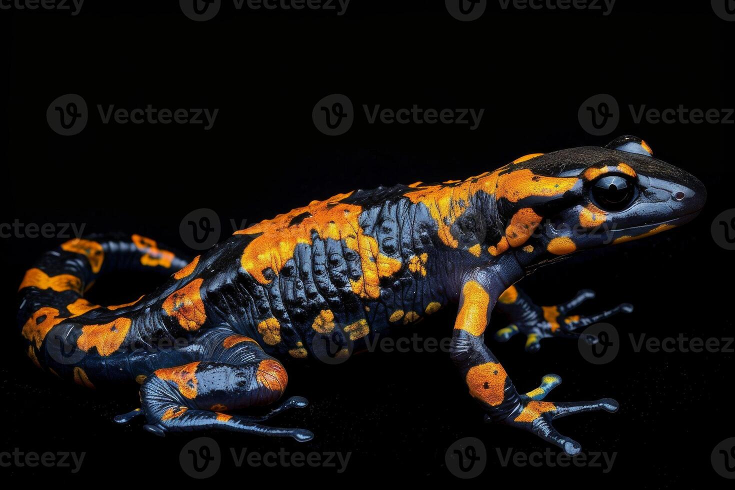 A black and orange frog with black spots photo