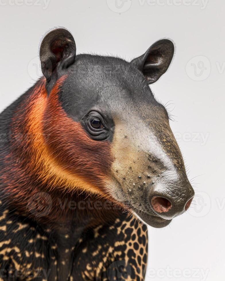 A close up of a tapir with its head turned to the side photo