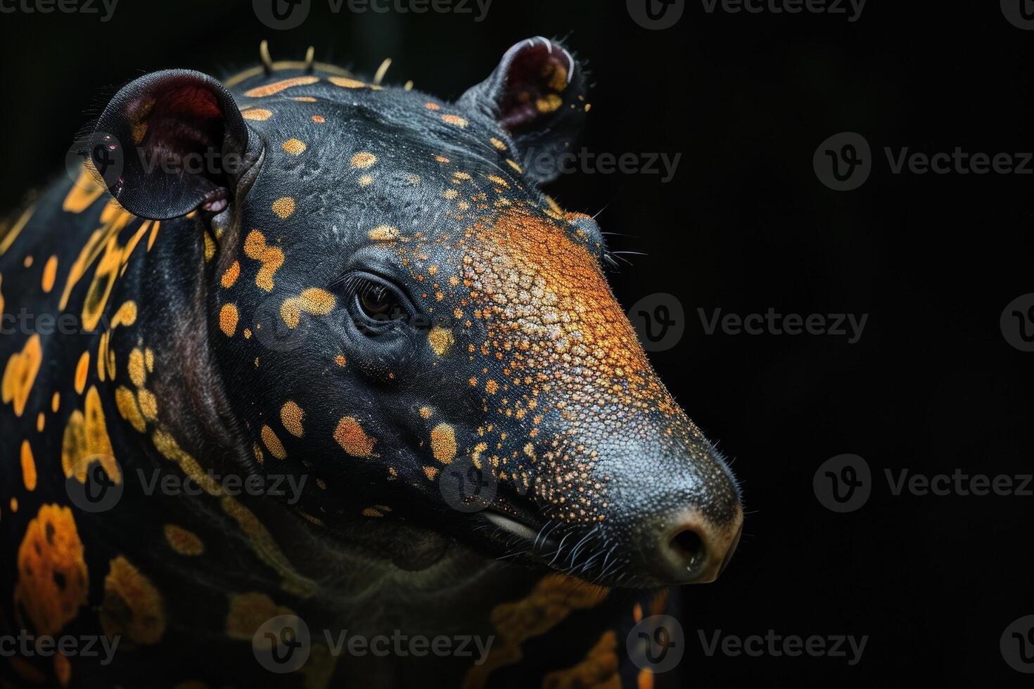 A close up of a tapir with a black background photo
