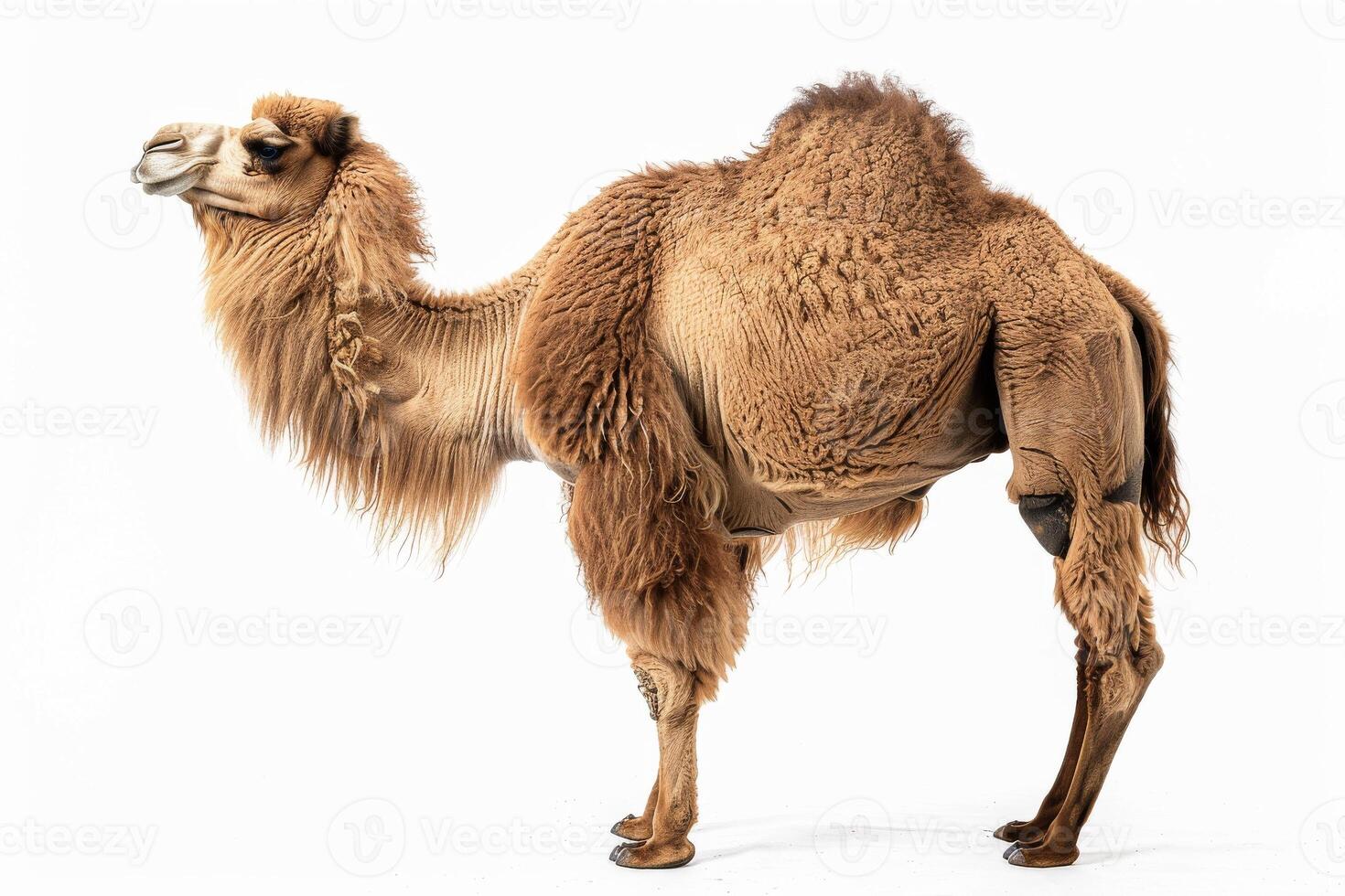 A camel standing on a white background photo