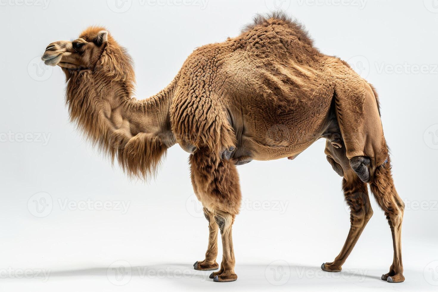 A camel standing on a white background photo