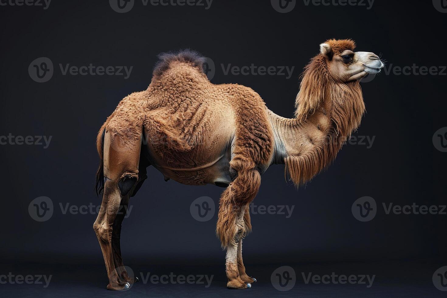 A camel standing on a black background photo