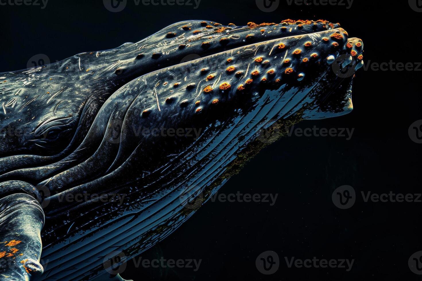 A close up of a humpback whale with its mouth open photo