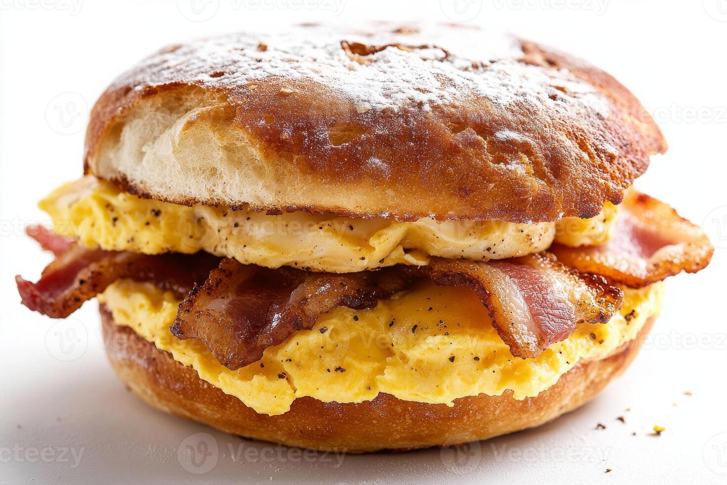 A breakfast sandwich with eggs, bacon and cheese photo