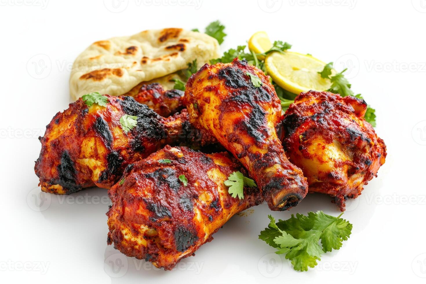 Indian chicken wings with lemon and parsley photo