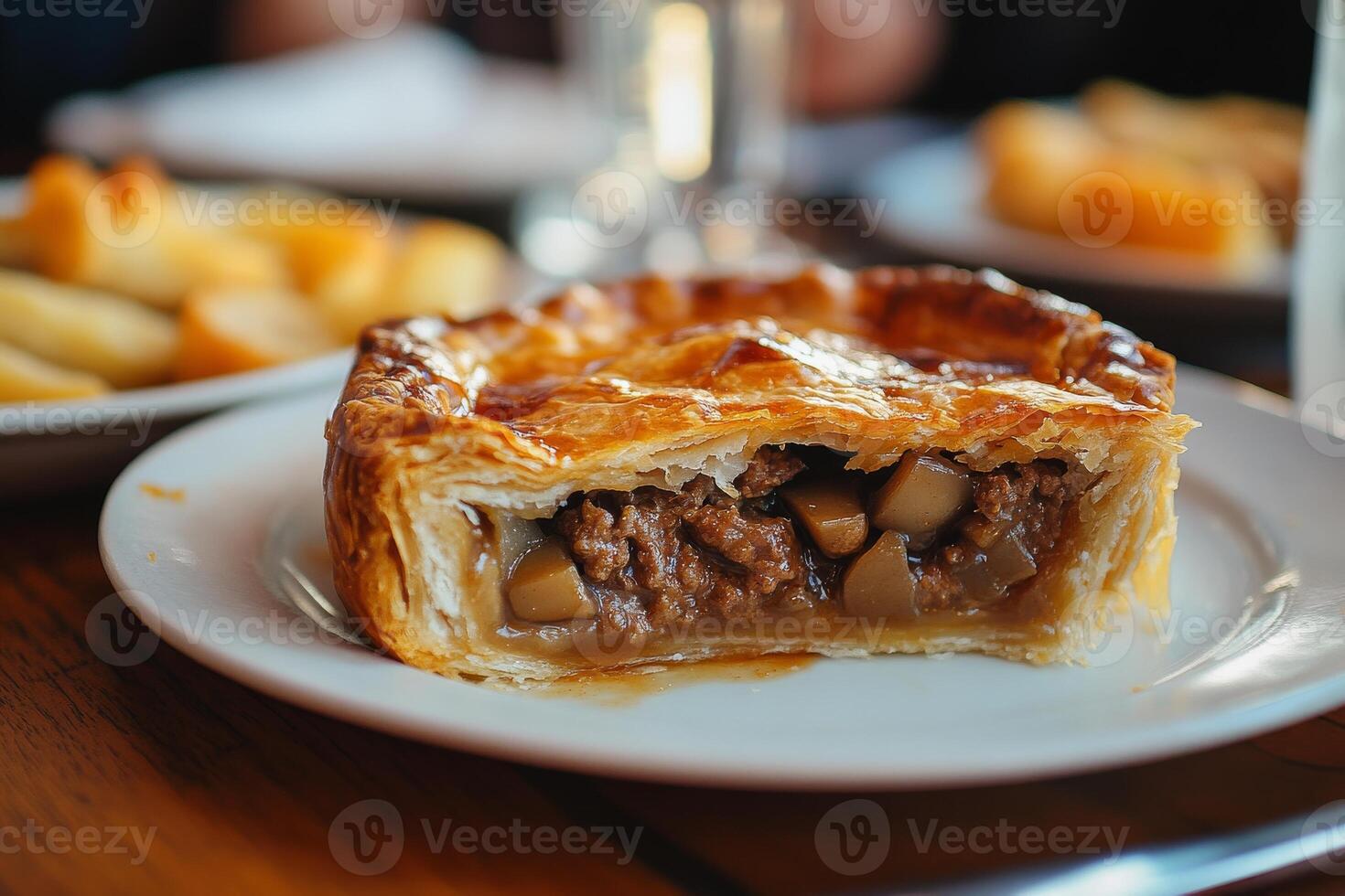 A close up of a pie on a plate photo