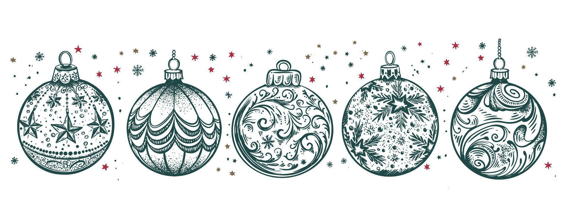 Christmas green ball. Hand drawn illustration. vector