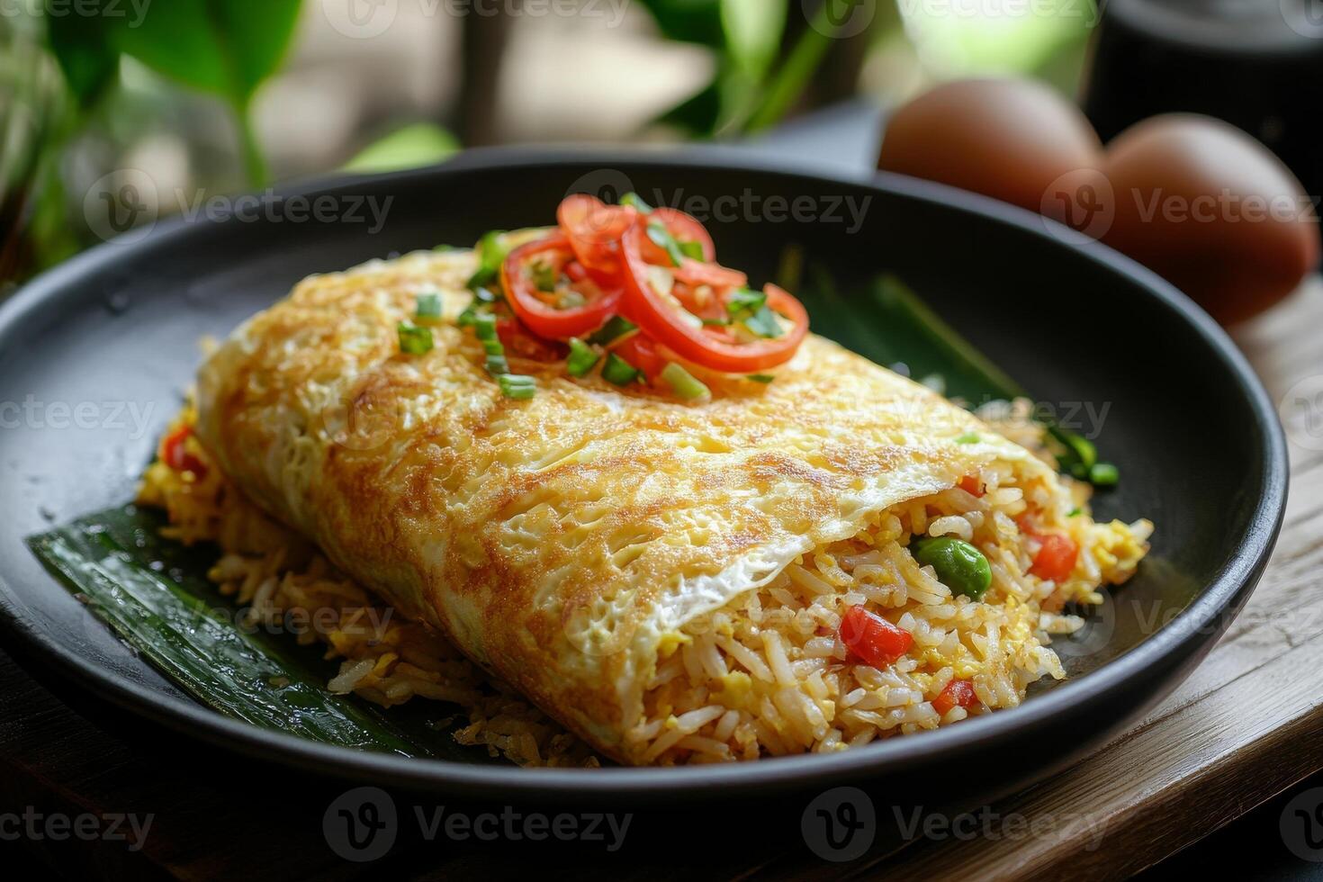 A plate of food on a table photo