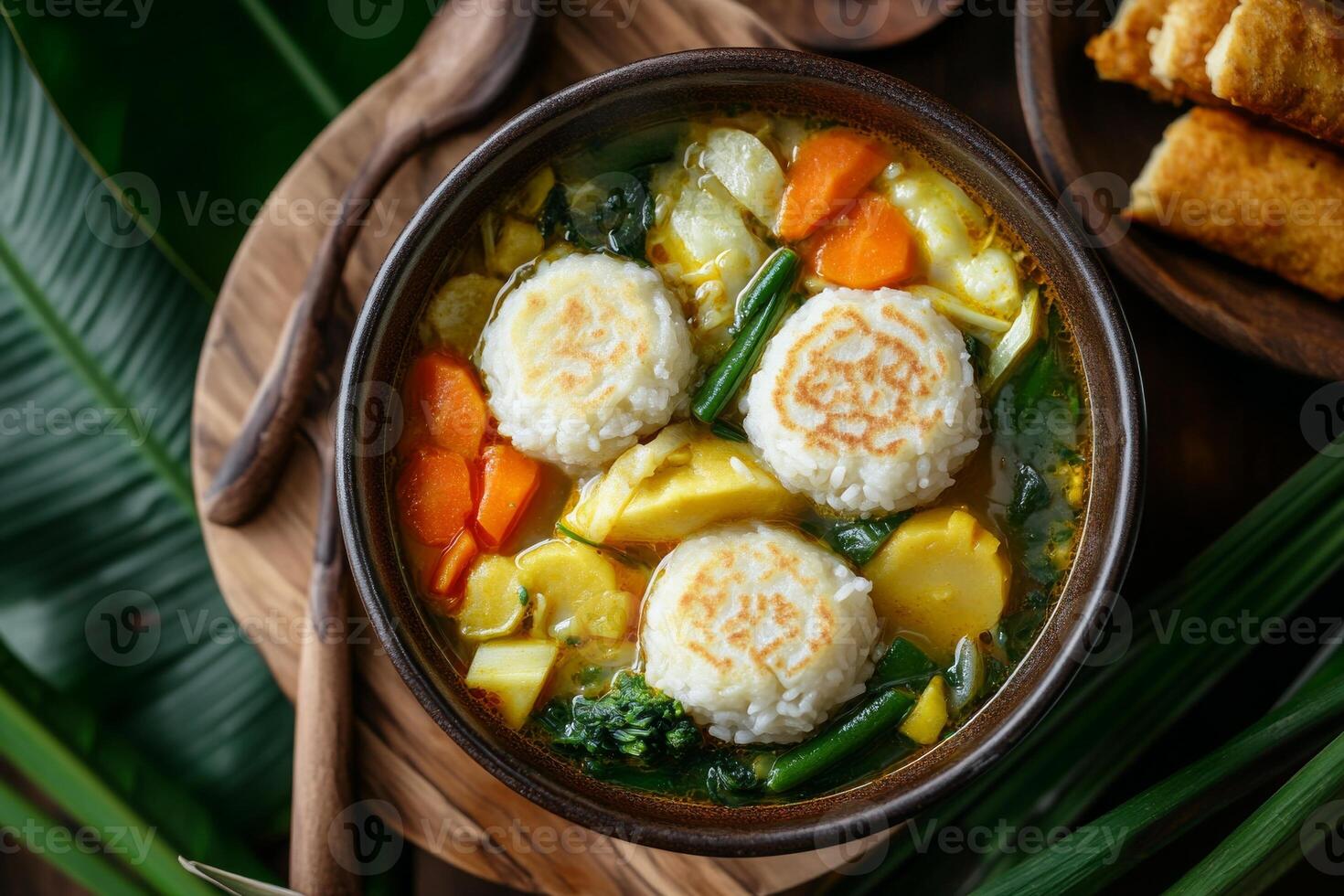 Thai curry with dumplings photo
