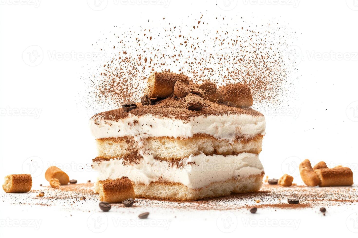 A piece of cake with chocolate and whipped cream photo