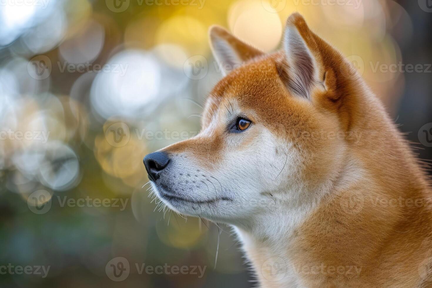 A close up of a dog looking up photo