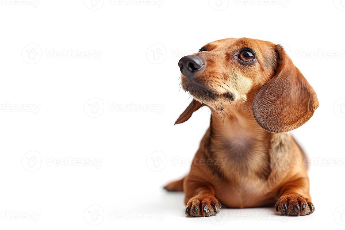 A dachshund dog is sitting on the floor photo