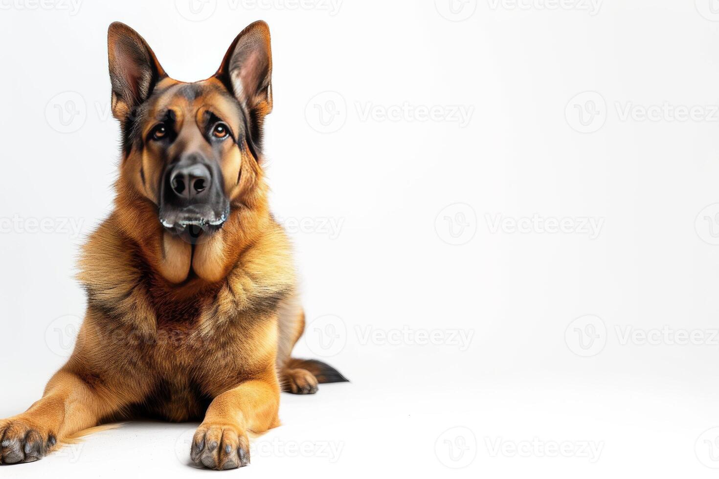 German shepherd dog on white background photo
