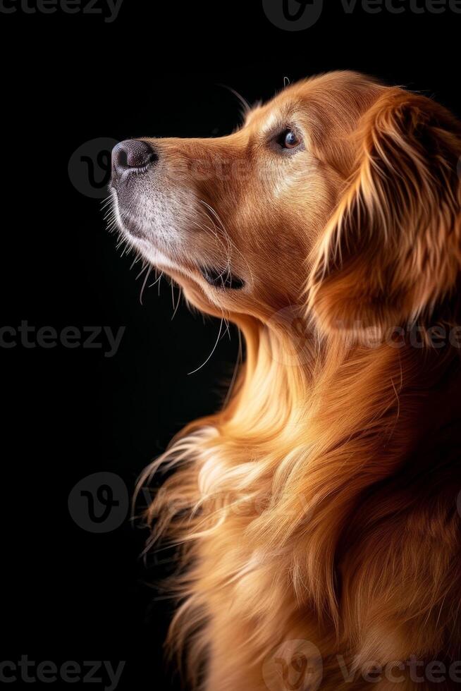 A golden retriever dog looking up at the sky photo