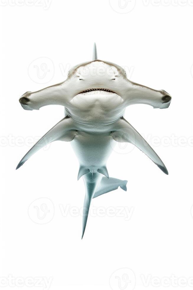 A shark with its mouth open on a white background photo