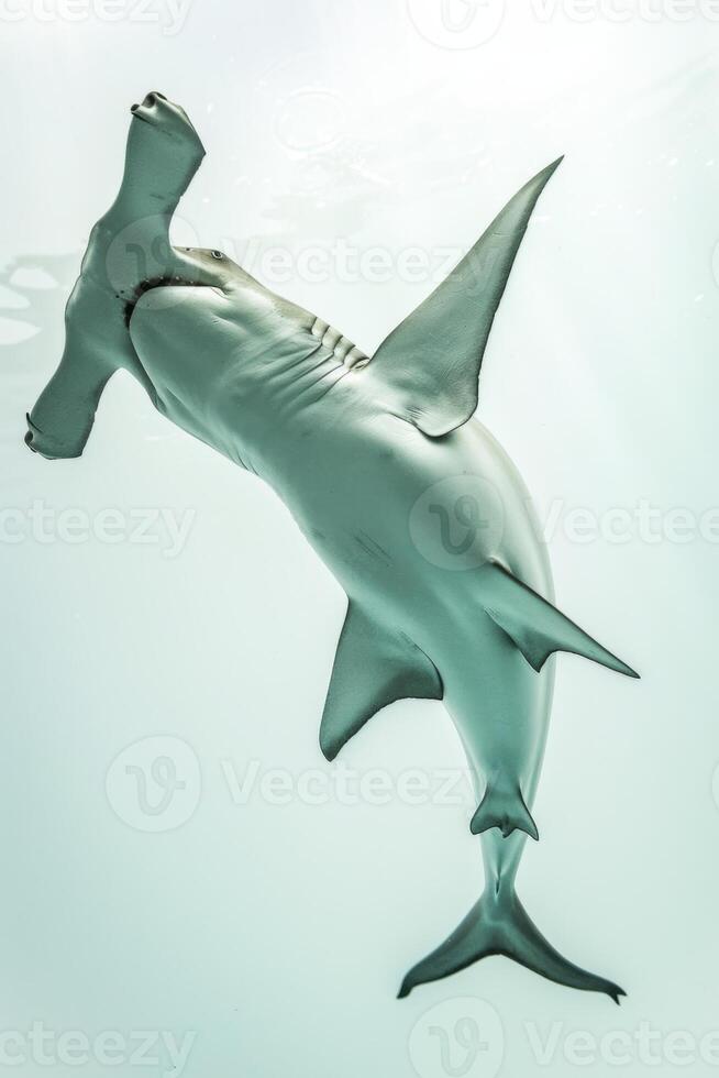 A hammerhead shark swimming in the ocean photo