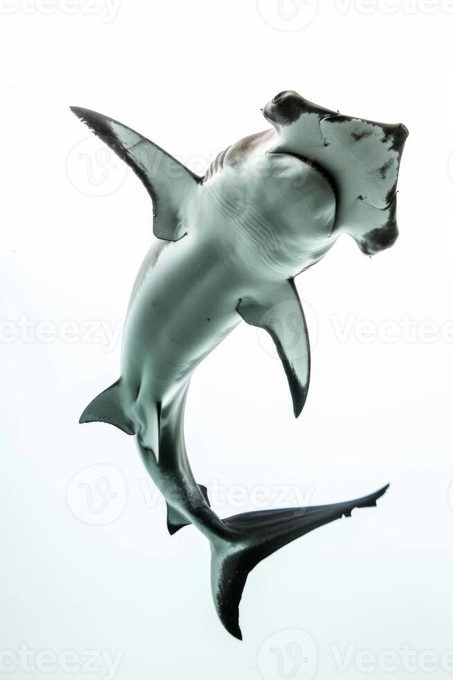 A hammerhead shark swimming in the water photo