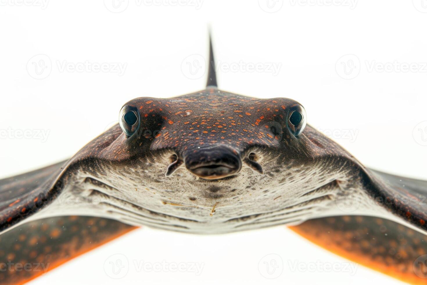 A close up of a stingray with its mouth open photo