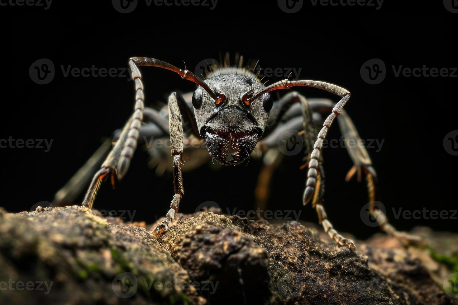 An ant is standing on a rock photo