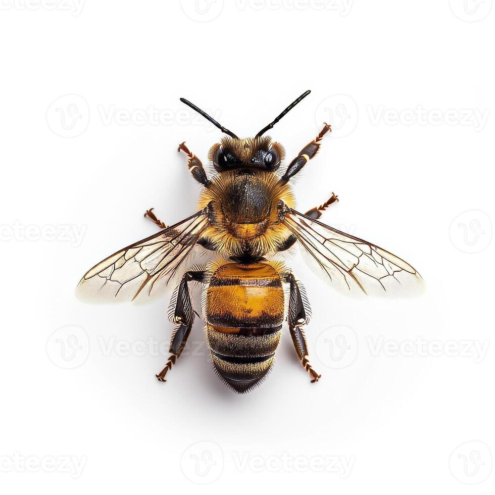 A bee is shown on a white background photo