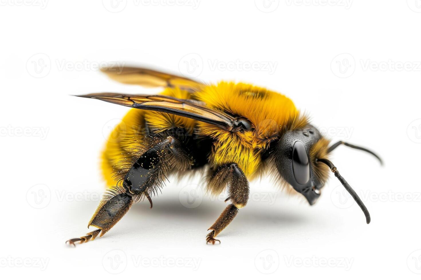 A bee with black and yellow wings photo