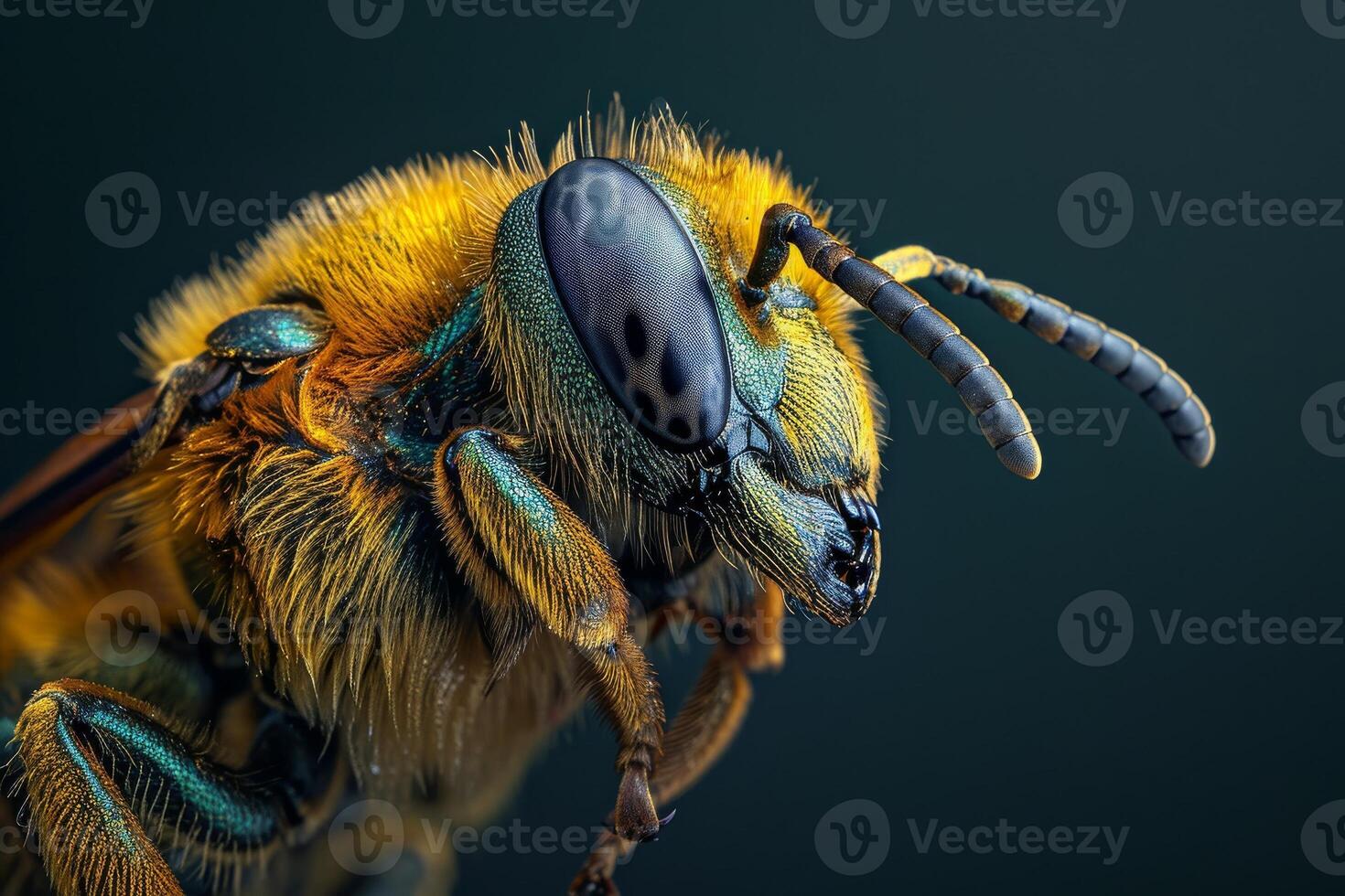 A close up of a bee with large eyes photo