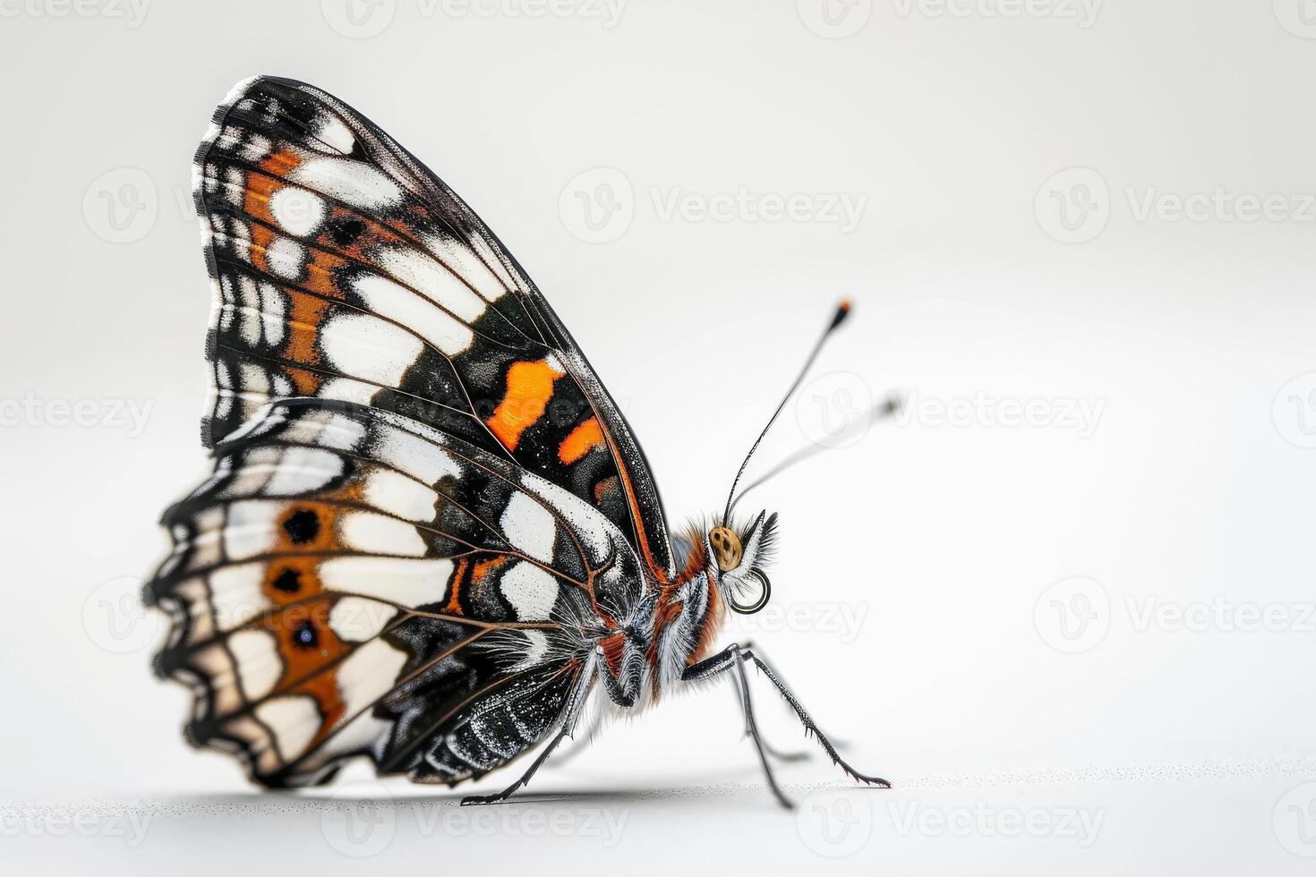 A butterfly with orange and black spots on its wings photo