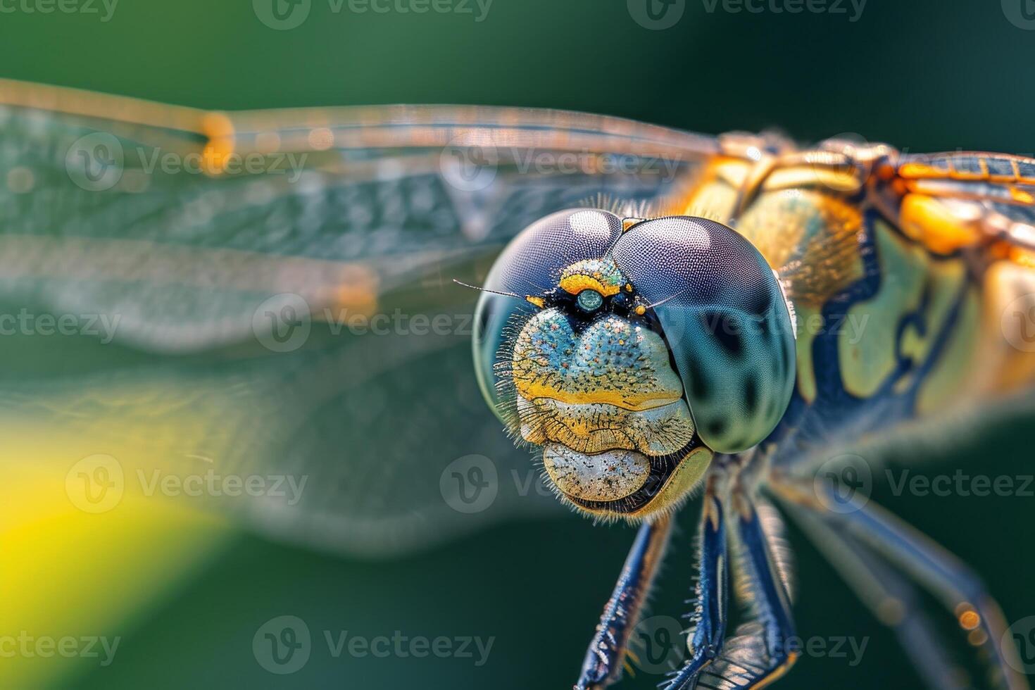 A close up of a dragonfly with blue eyes photo