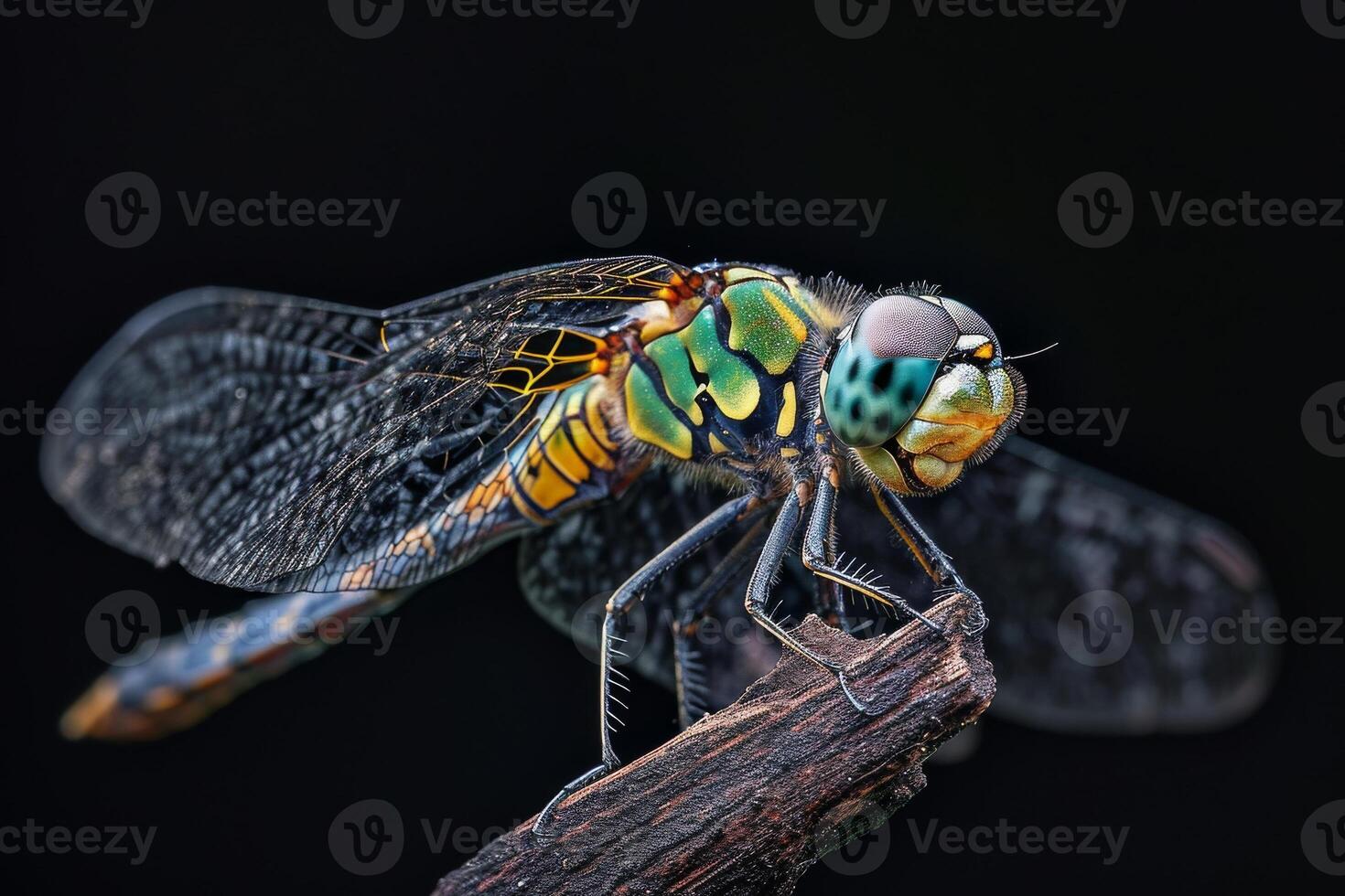 A dragonfly with a green and blue body photo