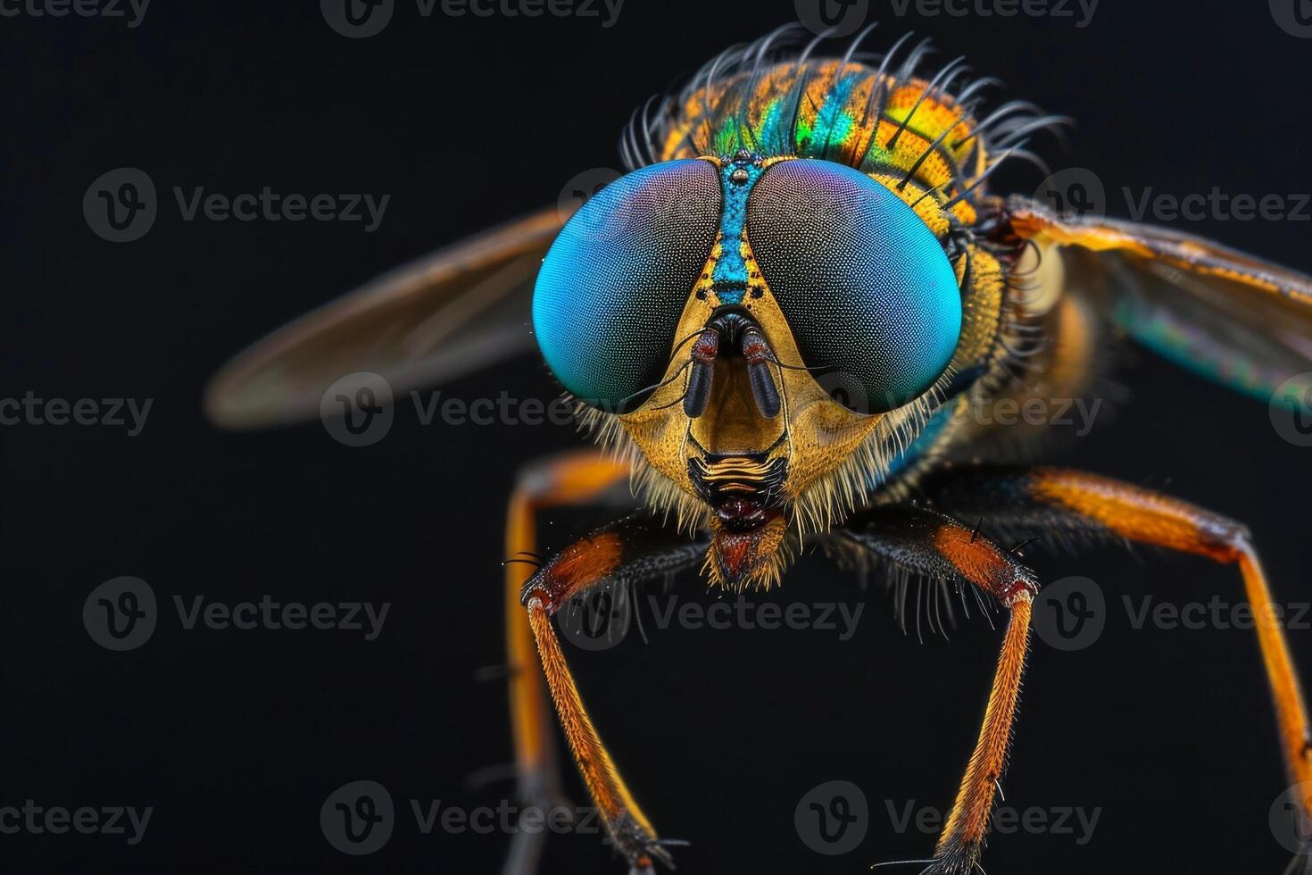 A close up of a fly with blue eyes photo