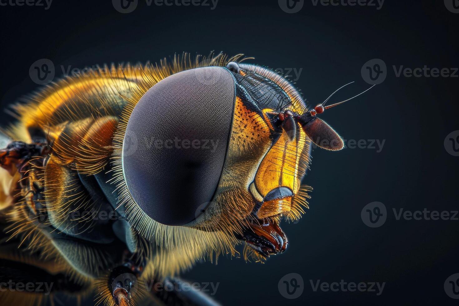 A close up of a fly's face photo
